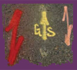 Symbols painted on ground 