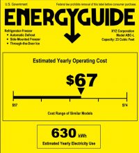 EnergyGuide label for refrigerator/freezer